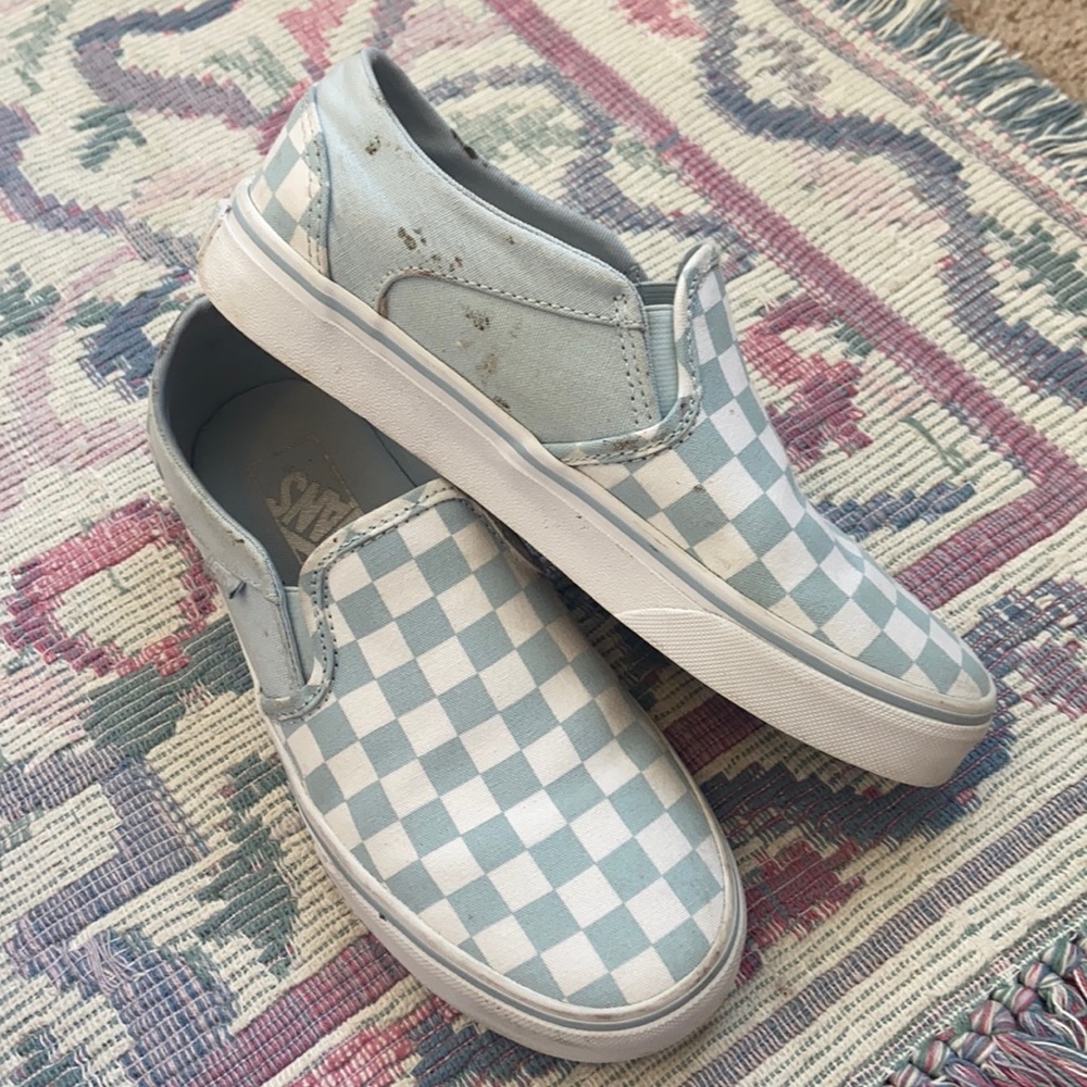 Blue Checkerboard Vans